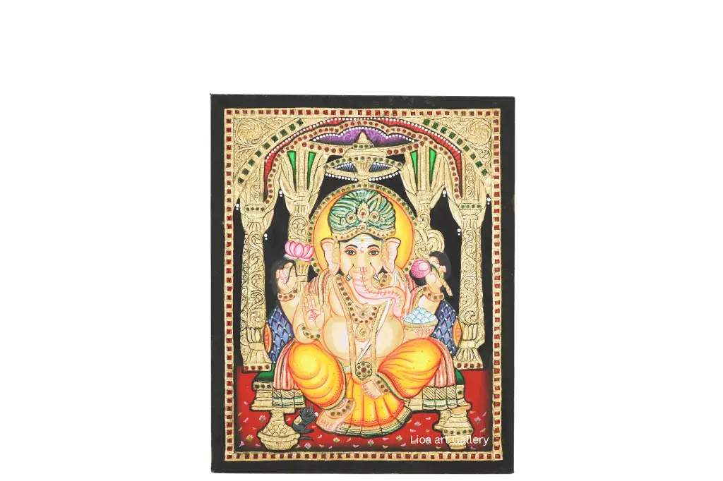 Lotus Pillayar- Tanjore Painting