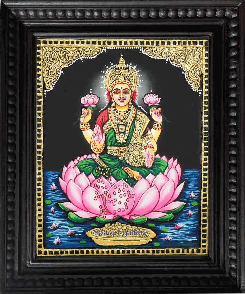 [101] Lotus Lakshmi- Tanjore Painting