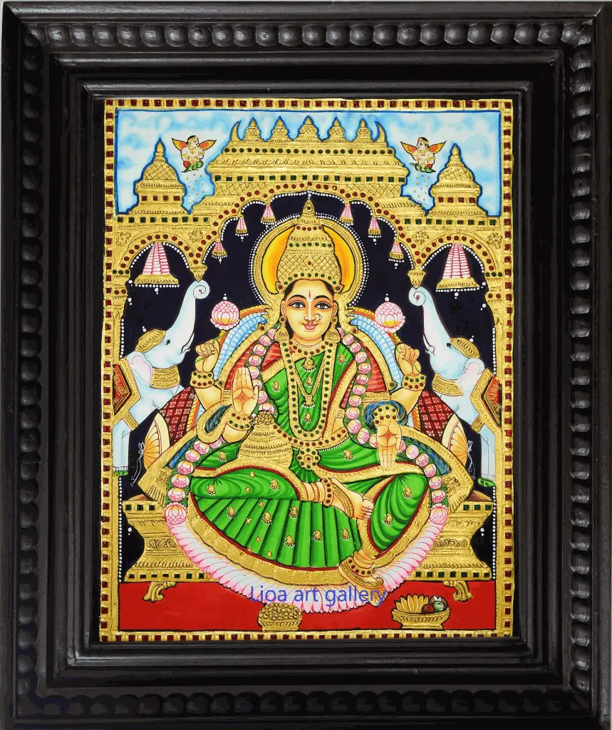 [113] Gajalakshmi- Tanjore Painting