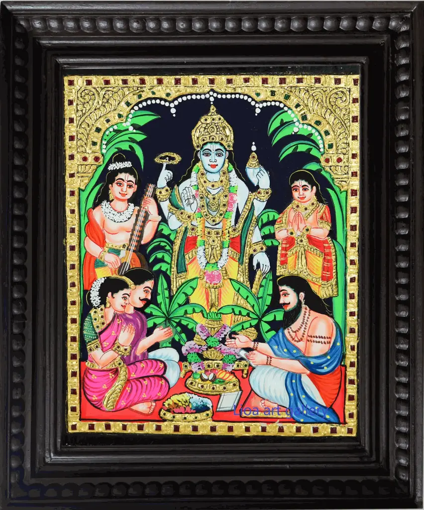 [112] Satyanarayanar- Tanjore Painting