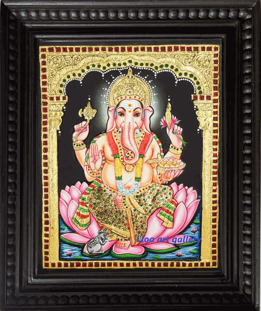 [126] Raja Ganapathy- semi-embossed- Tanjore Painting