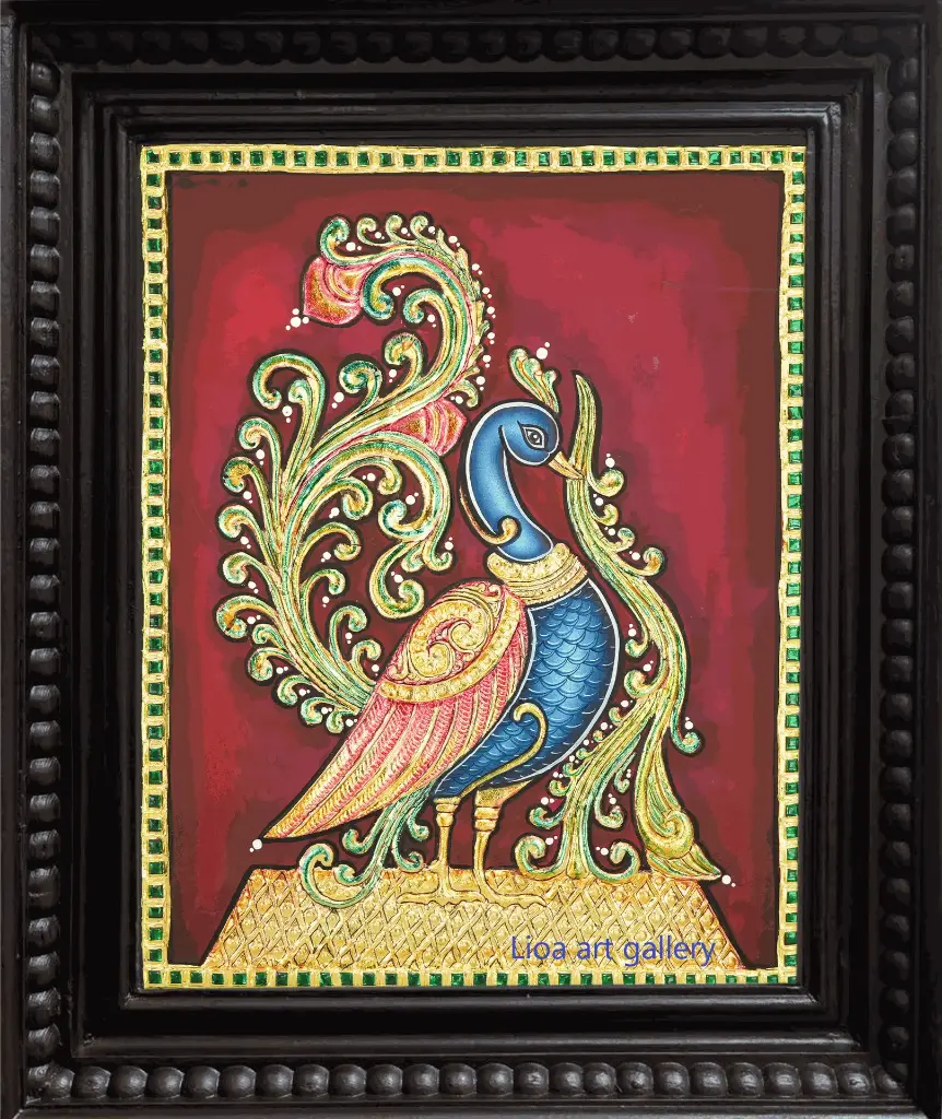 [117] Peacock- Tanjore Painting